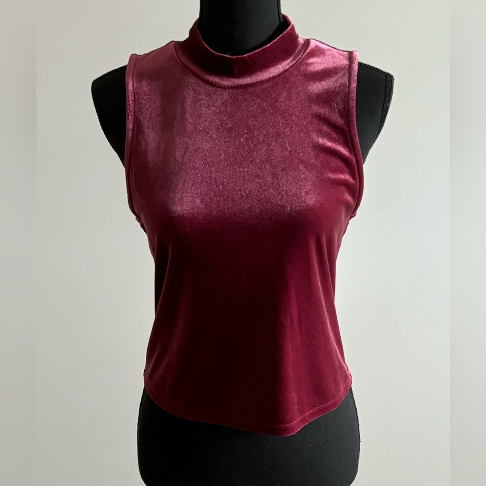Velvet Sleeveless Top - Burgundy